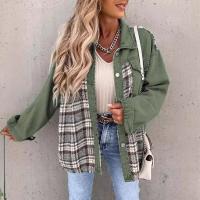 Chaqueta vaquera con estampado a cuadros para mujer, abrigos informales, tops de retazos, chaquetas femeninas, moda de invierno - details 6