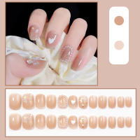 24Pcs Uñas Postizas De Acrílico Redondas Y Cortas Para Ballet Uñas Postizas De Manicura Press on Cubiertas Completa Artísticas Falsas Uñas Para Dedos Reutilizables - details 6