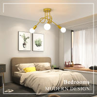 Plafón de Techo Metal Industrial Dorado Con 3 Cabezales, E27 sin Bombilla, 40*40*30 CM,  Ideal para Comedor - details 5