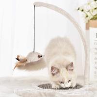 COTTECOTA-Bandeja Rascador Gato Juguete para Gatos con Juguete Ratón Materiales Rugoso Juguete Interactivo 39 * 35 cm Balancín de juguete interactivo para gatos, rascador para gatos con plumas, juguete para rascar con ratones falso - details 2