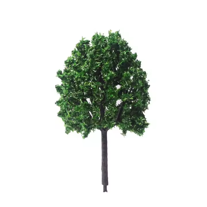 Modelo a escala de plástico portátil, 4 piezas, diseño de ferrocarril, árbol en miniatura verde, bonsái, paisaje, decoración, construcción, tren - 1
