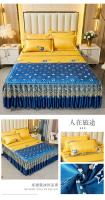Juego de Sábanas de Dormitorio de Doble Cama de Encaje Clásico de Cuero Royal Azul 3Pcs - details 22