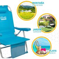 playa plegable y reclinable 5 posiciones, Silla portátil plegable 55x67,5x86cm, Incluye cojín, 1 bolsillo, 1 bolsa con cremallera y topes antivuelco, Sillas de playa - details 44