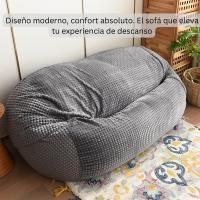 Funda Puff 120cm Peluche Lavable en Lavadora - CubreSofá Lujo para Adultos y Mascotas | Tela Impermeable Antimanchas | Sin Relleno + 3 Plazos Klarna | Certificado Anti-Alergias - details 10