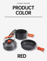 Batería de cocina para acampada, batería de picnic portátil para 2-3 personas, juego de hervidor y sartén - details 15