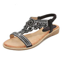 Sandalia Primavera 2025 Nuevas sandalias de mujer grandes con diamantes de agua planos y cabeza redonda - details 1