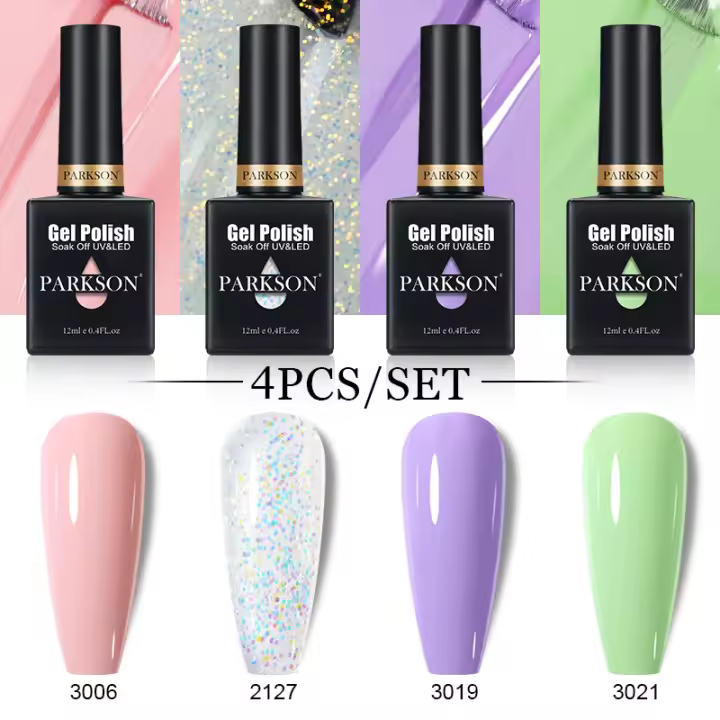 Parkson-Juego de 4 piezas para manicura, esmalte de Gel semipermanente, laca semipermanente UV, 12ML - 1