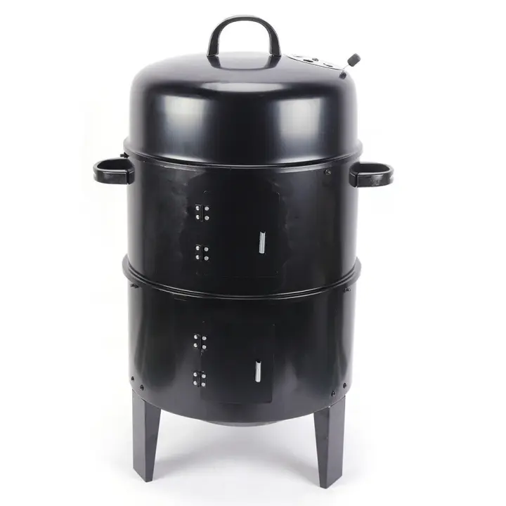 Ahumador de carbón para barbacoa, termómetro para parrilla, asador de carne para barbacoa al aire libre, horno de cocina - 1