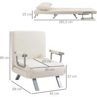 Sofá Cama Plegable Tapizado de Ante Sintético Respaldar Ajustable 5 Niveles 2 Almohadas Acolchadas - details 11
