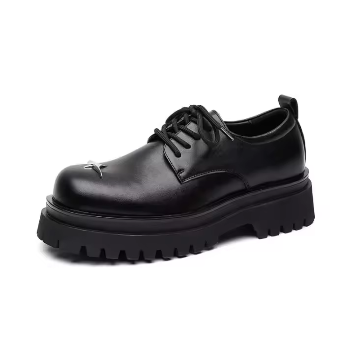Nuevos zapatos formales informales de negocios de cuero PU con punta de acero con cordones, cómodos y a la moda - 1