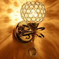Candelabro de pared de cristal E27, lámpara de cabecera de dormitorio Simple y creativa, luces doradas/Plateadas para dormitorio - details 0