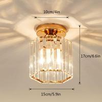 Goeco-Lámpara de Araña para Techo de Cristal Moderna, Plafón Vintage para Techo de Color Dorado para Portalámparas E27(NO incluida), 220V, Dorado, 17*15CM - details 1