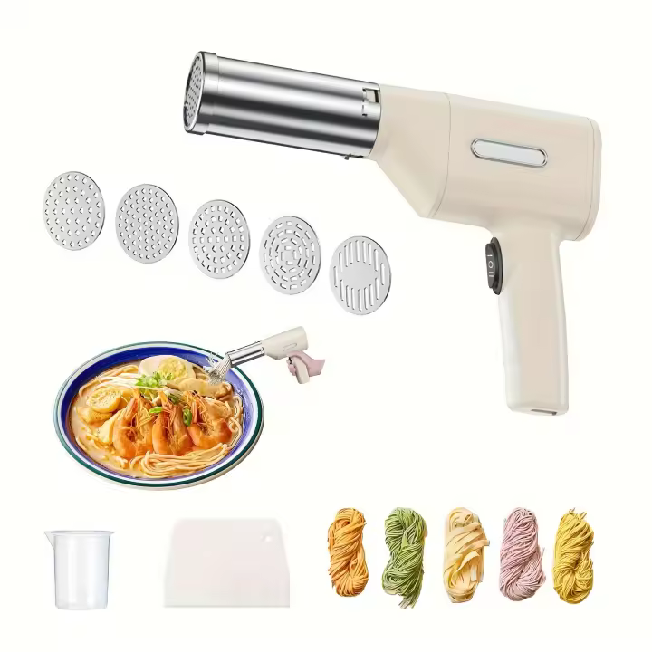 Máquina de fideos con batería de litio portátil recargable por USB, 4 moldes - 1