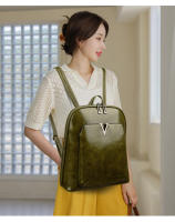 Mochila De cuero con cera de aceite para mujer, bolso Retro urbano Simple, a la moda, novedad de 2024 - details 6