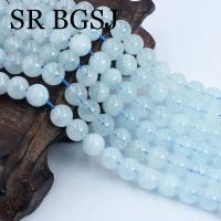 5-16mm grado AAA aguamarina pura redonda piedra azul Natural genuina fabricación de joyas piedra DIY collar cuentas espaciadoras 15" - details 6