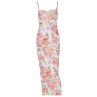 Vestidos de fiesta con estampado Floral y tirantes finos, maxivestido ajustado elegante para invitados de boda y vacaciones - details 24