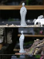 Estatua de piedra de Buda, monjes budista pequeño, figuritas de budismo tibetano, adorno de jardín Zen, meditación, decoración del acuario del hogar - details 9