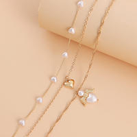 Collar de ala de Ángel con perlas en forma de corazón multicapa elegante para mujer, collar de alta gama con diseño de nicho - details 2