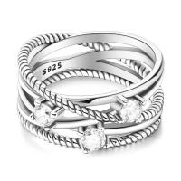 Anillo de plata de ley con circonita cúbica y cielo estrellado geométrico - details 7