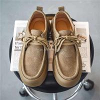 Nuevos zapatos de conductor de gamuza de diseñador de moda para hombre con cordones, zapatos deportivos planos de cuero de vaca, informales y a la moda, - details 8