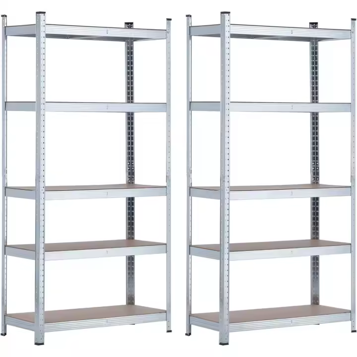 Estantería Modular Almacenaje (Pack 2), Acero Galvanizado y MDF Antihumedad, Hogar, Trastero, Garaje, 5 Baldas Ajustables, Carga Máxima 875Kg, 90x40x180cm (Largo x Ancho x Alto) - 1