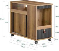 Mesa Auxiliar con 2 Estantes Consola Mesita de Noche con Ruedas Mesa Blanca Mesita 70 x 35 x 60 cm FBT34-W ES - details 55