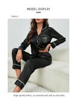 Pijamas de Seda para Mujer Tops y Pantalones de Talla Grande Ropa de Dormir Informal con Botones - details 6