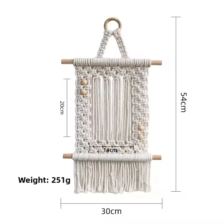 Colgante de Pared Boho con Macramé Tapiz Artesanal de Algodón Orgánico para Sala de Estar, Dormitorio y Exteriores - 1