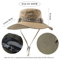Summer Men Bucket Hat Outdoor UV Protection Wide Brim Panama Safari Hunting Hiking Hat Mesh Fisherman Hat Beach Sunscreen Cap - details 8