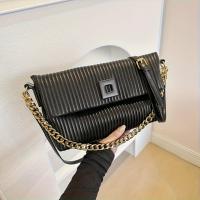 Nueva llegada: elegante bolso cruzado para mujer con correa de cadena en tono dorado, cierre magnético y diseño acanalado, perfecto para ir de compras, salidas y uso diario, bolso cruzado - details 1