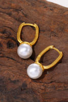 Elegantes pendientes de Perlas de Agua Dulce colgantes de Mujeres colgantes de Maple en todos los colores con pendientes de Anillo Redondo de Amor en stock - details 14