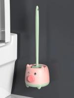 Cepillo De Inodoro Lindo De Cerditos Set De Limpieza De Baño Colgante Sin Esquinas Muertas Material Plástico Doble Pieza - details 3