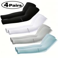4 pares de mangas de brazo de protección solar y enfriamiento - Unisex, transpirables y ajuste de compresión para hombres, mujeres y adolescentes - Ideal para deportes al aire libre, ciclismo y actividades escolares de verano, accesorios deportivos - details 0