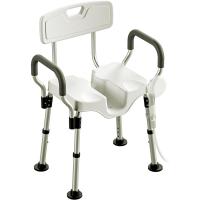 Silla de Baño Resistente Taburete con Resalto, Recorte, Asiento Antideslizante en Forma de U, Altura Ajustable para Ancianos, Discapacitados, Mujeres Embarazadas - details 0