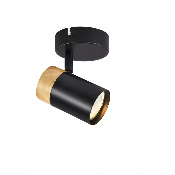 CBJKTX Focos LED de techo de madera GU10 giratorios 330 °   Lámpara Interior Vintage Negra para Pasillo Sala Dormitorio Cocina - 1