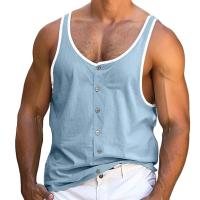 Chaleco de hombre con botones al aire libre para ocio y vacaciones, camiseta sin mangas holgada deportiva para hombre, camiseta sin mangas con base que combina con todo para hombre - details 0