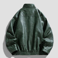 Abrigo a prueba de viento con solapa Retro a la moda para hombre, nueva chaqueta de cuero sólido holgada sencilla, Tops informales cómodos y versátiles para otoño e invierno - details 5