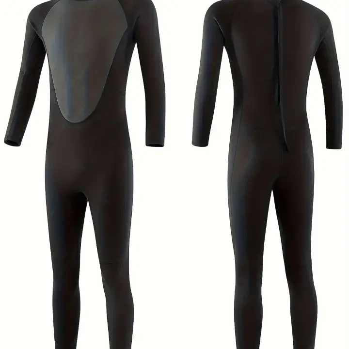 Traje De Neopreno Y nailon Para Hombre, 3 Mm, Con Mangas Largas, Bloque De Color Ajustado Y Elástico, Con Cremallera Trasera - 1