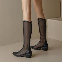 Botas de primavera y verano botas de malla de tacón grueso para mujer botas frescas huecas botas de malla fina transpirable de verano - details 4