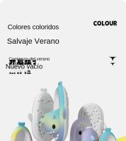 Sandalias de tiburón para niños con degradado de arco iris, lindos niños y niñas con degradado interior, - details 7
