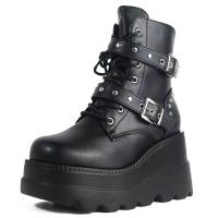 Otoño nuevas botas cortas de mujer con remaches de tacón grueso y parte inferior gruesa europea y americana botas Martin botas cortas de moda para mujer - details 4