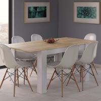 Mesa de Comedor Extensible de Madera Blanca Estilo Canadiense 140 a 190cm Ancho 90 Altura 78 - details 6