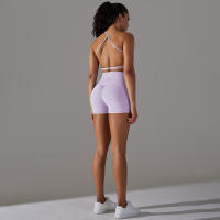 Hamidou-Conjuntos de Yoga cortos para mujer, Sujetador deportivo con espalda bonita, ropa deportiva, atuendo deportivo para mujer, Top corto para correr, pantalones cortos, ropa de entrenamiento - details 23
