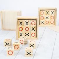Tres en raya XO de madera para el entrenamiento educativo de la lógica y el pensamiento de los niños, Juegos interactivos de sobremesa para dos jugadores - details 1