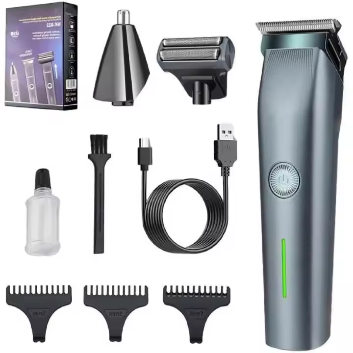 Tijeras de peluquero y recortadora de barba 3 en 1, kit de aseo inalámbrico para hombres para cortes de pelo y recortes - 1