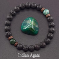 Pulsera de piedra de Lava para hombre, cuentas de piedra lunar de labradorita Natural, pulsera de Buda tibetano, pulsera difusora de aceite de Chakra, joyería para hombre - details 37