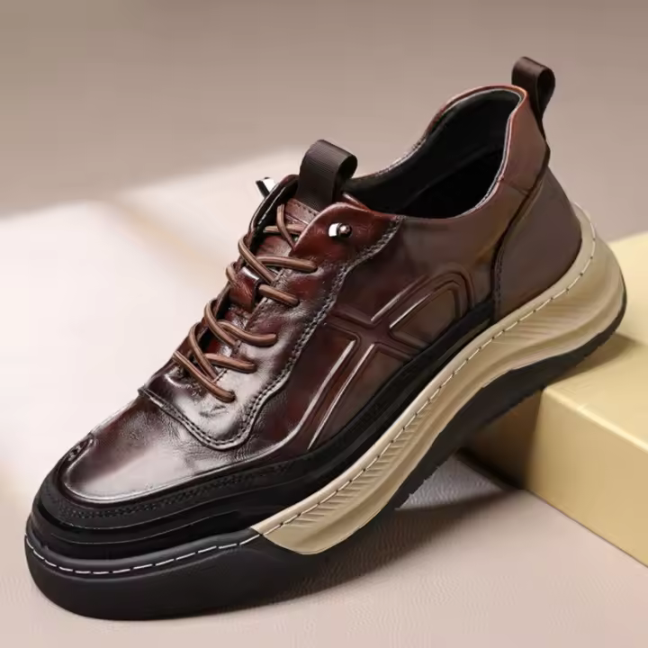 Zapatillas Deportivas de Moda para Hombres de Alta Gama Zapatos Versátiles de Cuero con Estilo Casual - 1