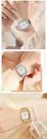 Reloj cuadrado mini de lujo para mujer con esfera de nácar, correa luminosa de acero inoxidable, reloj de moda, regalo para mujer - details 11