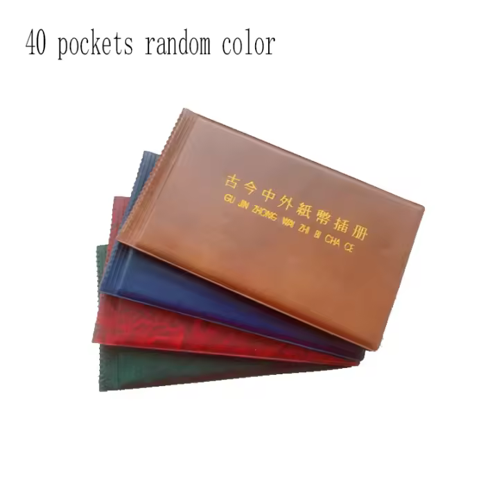 Nuevo 40/60 soportes para billetes de papel colección de álbumes de libros almacenamiento negro rojo azul - 1