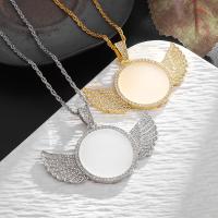 Colgante conmemorativo con foto de espejo de alas de Ángel con incrustaciones de cristal de hielo, collar de circonia, joyería de moda para parejas, regalo de cumpleaños - details 3